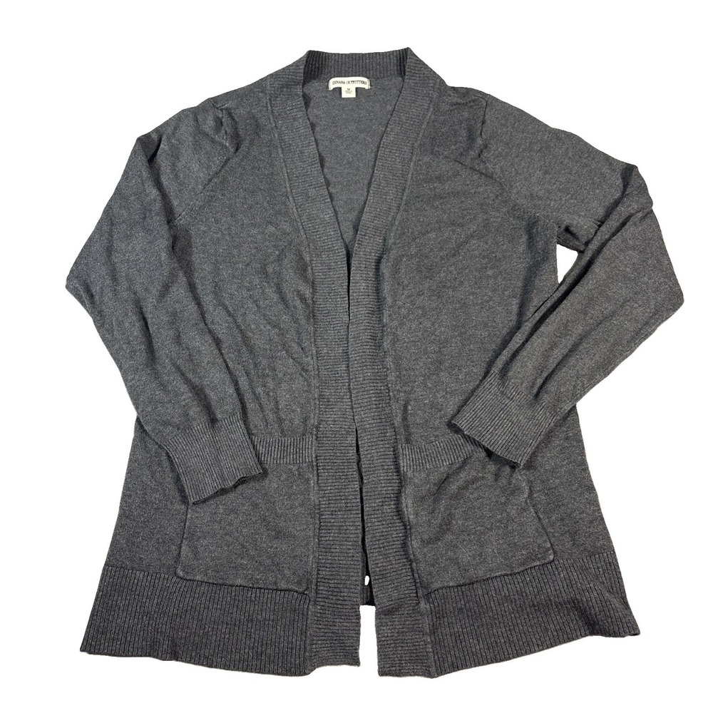 Zenana Outfitters Gray Open-Front Ribbed Trim Cardigan Sweater Women's Size M